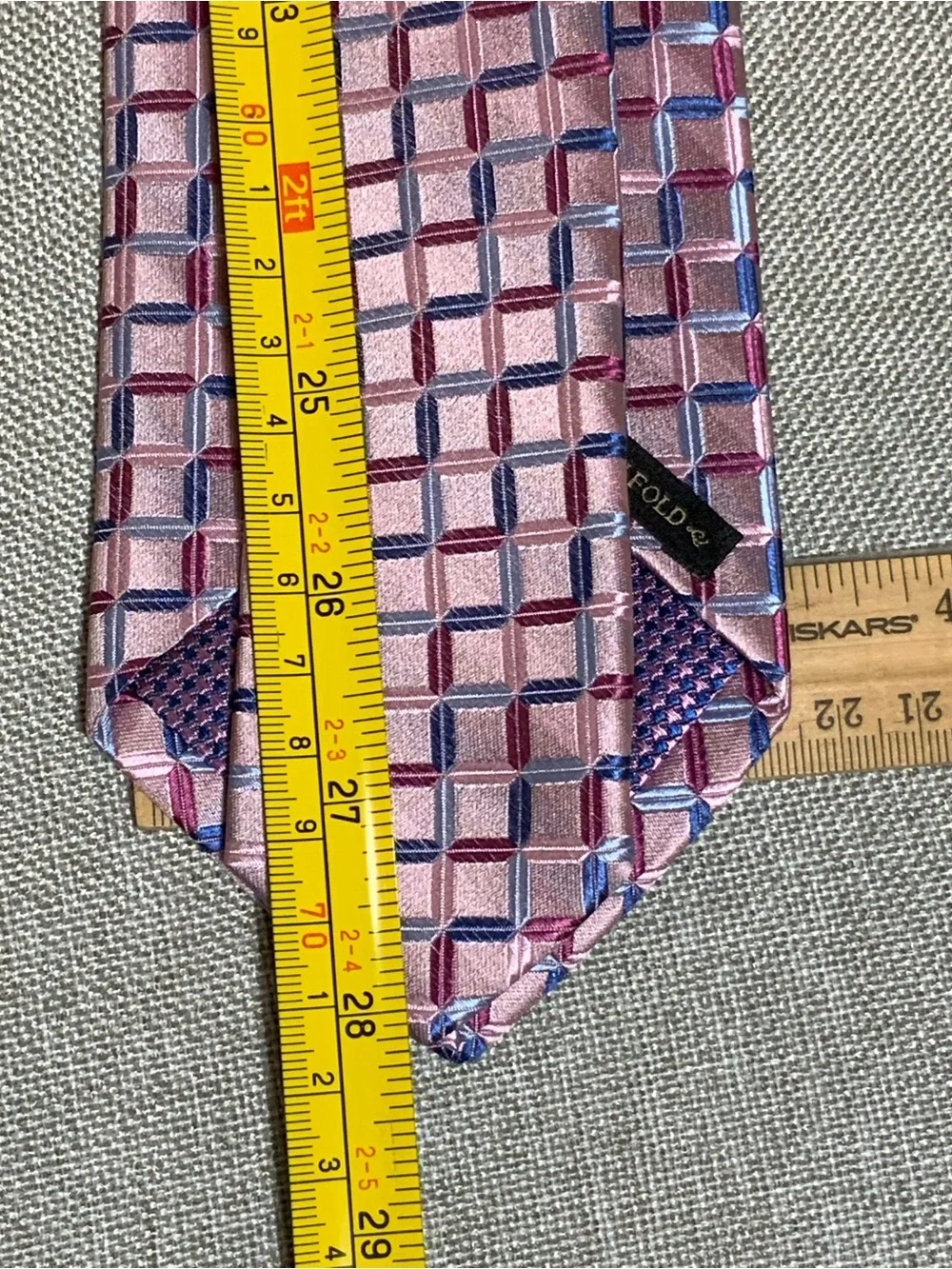 Michelson’s London Sevenfold Silk Tie Pink 3D Cube Pattern
